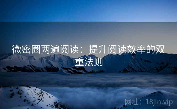微密圈两遍阅读：提升阅读效率的双重法则
